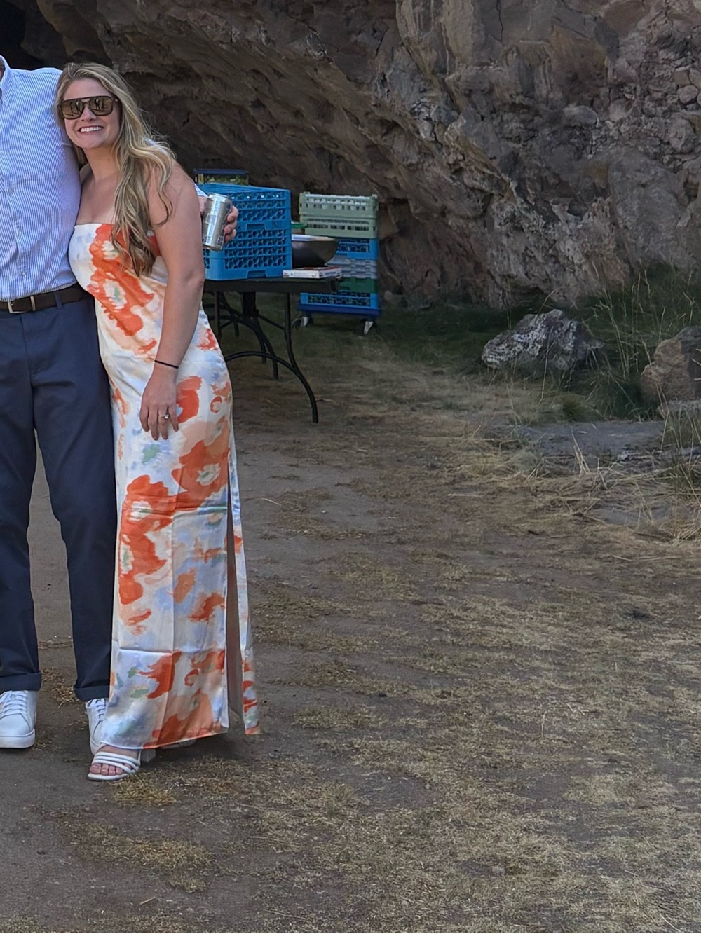 Abercrombie & Fitch Strapless Floral Maxi Dress in Orange, Blue, Cream